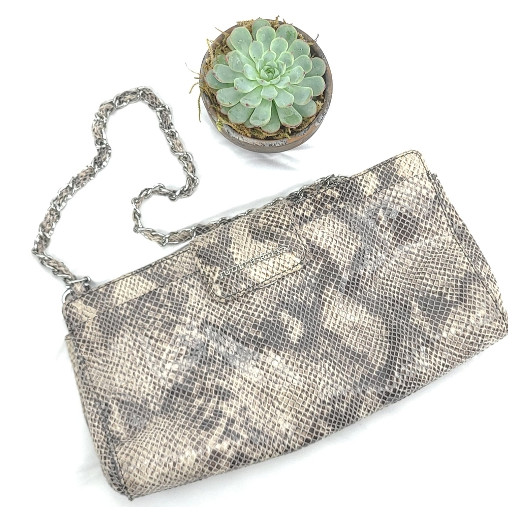 Judith Ripka Chain Strap Snake Clutch Handbag